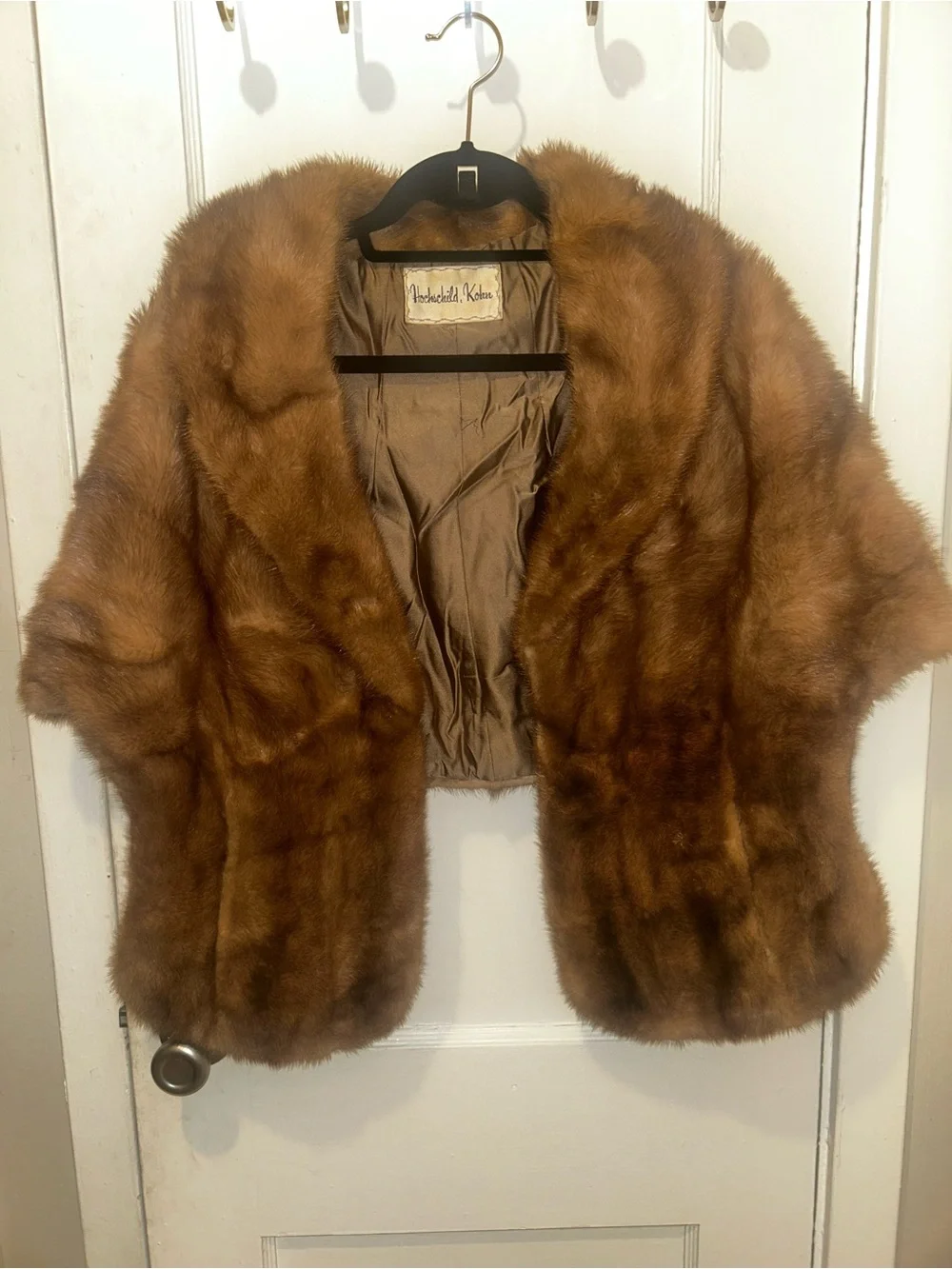 Vintage Schiaparelli Paris Hochschild Kohn Brown Fur Cape Stole Wrap